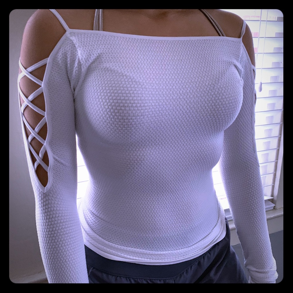 Open arm white long sleeve